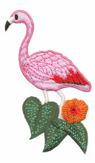 Flamingo met bloem