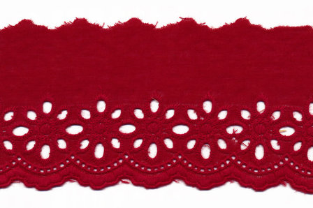 75 mm Bordeaux rood katoen broderie 