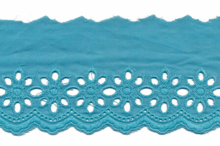 75 mm Aqua blauw katoen broderie 