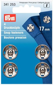 17 mm Zilver opnaaibare drukknoop