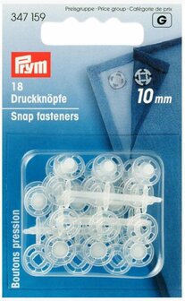 10 mm plastic wit opnaaibare drukknoop