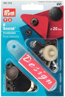 20 mm anorak zwart sier