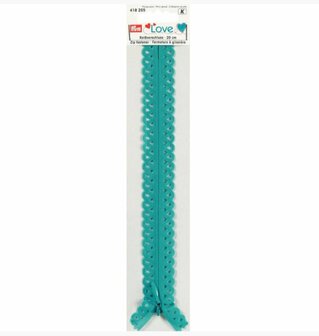 20 cm Prym turquoise kanten rits