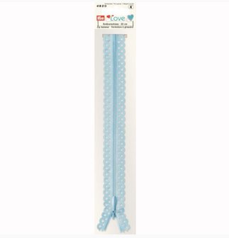 20 cm Prym licht blauw kanten rits