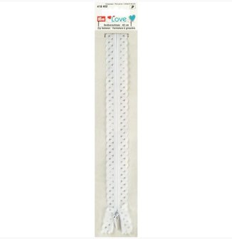 40 cm Prym wit kanten rits