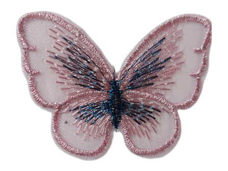 Kanten applicatie 35 mm vlinder roze