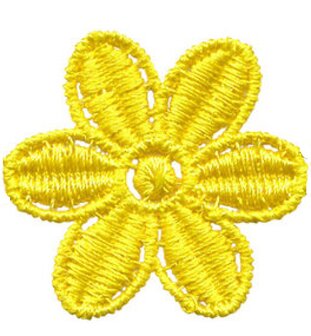 Kanten applicatie bloem geel