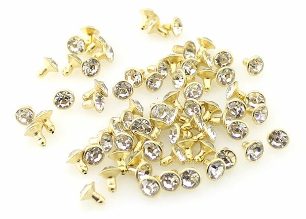 7mm Sierniet strass goud/wit