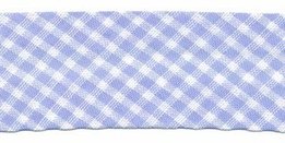 Blauw/Wit geruit biaisband