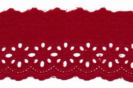 75 mm Bordeaux rood katoen broderie