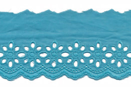75 mm Aqua blauw katoen broderie