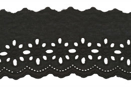 75 mm Zwart katoen broderie