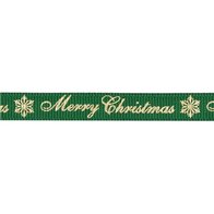 10mm Kerstlint groen gouden letters