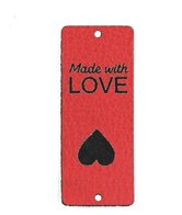 Etiket leatherlook rood