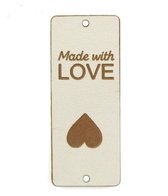 Etiket leatherlook ecru