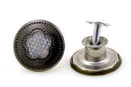 Oud zilver 17 mm glitter bloem jeans inslagknoop