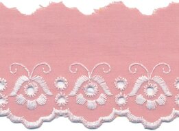 50 mm oud roze wit broderie